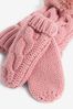 Pink 2 Piece Knitted Hat And Mittens Set (3mths-6yrs)
