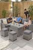 Nova Outdoor Living Grey Ciara 6 seat Rattan Effect Garden Left Hand Corner Dining Set