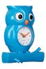 Karlsson Bright Blue Owl Pendulum ABS Wall Clock