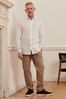 White Slim Fit Single Cuff Signature Délavé 100% Linen Trimmed Shirt