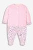 JoJo Maman Bébé Floral 2-Piece Pink Sleepsuit & Velour Jacket Set