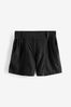Black Linen Blend Boy logo-embroidered Shorts
