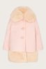 Monsoon Pink Baby Fur Trim Coat
