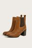 Monsoon Natural Classic Leather Heeled Brogue Boots