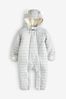 The White Company Baby Grey Recycled Quilted Pramsuit