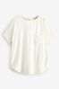 Ecru Cream Short Sleeve Curved Hem T-Shirt