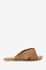 Tan Brown Regular/Wide Fit Forever Comfort® Leather Twist Detail Mule Sandals