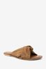 Tan Brown Regular/Wide Fit Forever Comfort® Leather Twist Detail Mule Sandals