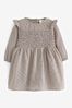 Lil Atelier Baby Girls Brown Check Frill Smock Dress