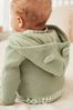 Sage Green Knitted Baby Bear Ear Hooded Cardigan (0mths-3yrs)