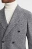 Reiss Grey Soho Slim Fit Double Breasted Wool Blend Blazer