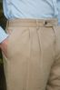 Stone Natural Relaxed Tapered Linen Blend Pleated Front Trousers