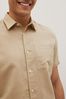 Stone Linen Blend Short Sleeve Shirt