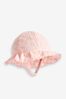 Pink Broderie Baby Hat (0mths-2yrs)