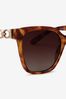 Brown Large Frame Polarised Chain Arm Sunglasses