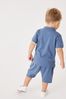 Blue Short Sleeve Jersey Zip Neck buy Polo Shirt And Shorts Set (3mths-7yrs)