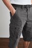 Charcoal Grey Long Length Belted Cargo Shorts