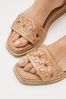 Tan Brown Regular/Wide Fit Forever Comfort® Leather Platform Sandals with Woven Detail