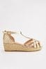 Gold Metallic Weave Strap Wedge Sandals