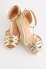 Gold Metallic Weave Strap Wedge Sandals