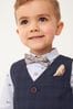 Navy Blue Check Waistcoat Set With Shirt & Bow Tie (3mths-7yrs)