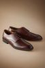 Tan Brown Signature Leather Sole Derby Lace-Up Shoes