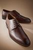 Tan Brown Signature Leather Sole Derby Lace-Up Shoes