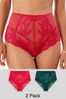 Red/Green High Rise Lace Knickers 2 Pack