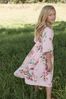 Laura Ashley Pink Viscose/Linen Mix Midi Party Dress