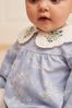 Blue Floral Collar Baby Top And Leggings Set