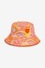 Orange Retro Printed Bucket Hat preto (3mths-16yrs)