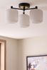 White/Black Ryker 3 Light Flush Ceiling Light Fitting - Also Suitable for Use in Bathrooms