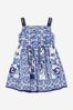 Girls Majolica Print Sleeveless Dress in Blue