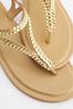 Gold Regular/Wide Fit Forever Comfort® Leather Plait Toe Post Flat Sandals