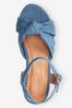 Denim Blue Standard Fit (F) Knot Detail Ankle Strap Wedge Sandals