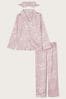 Monsoon Pink Satin Roses Pyjamas and Mask Set