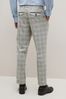 Grey Slim Tapered Trimmed Check Trousers