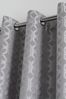 Curtina Silver Oriental Squares Eyelet Curtains