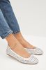 Silver Forever Comfort® Leather Weave Ballerina Shoes