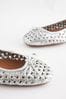 Silver Forever Comfort® Leather Weave Ballerina Shoes