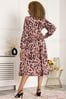 Jolie Moi Pink Oriana Abstract Print Midi Dress
