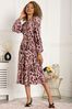Jolie Moi Pink Oriana Abstract Print Midi Dress