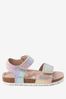 Pink Rainbow Standard Fit (F) Leather Corkbed Sandals