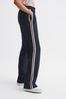 Reiss Navy Odell Wide Leg Pull On Trousers