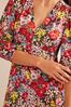 Boden Red Button Detail Satin Tea Lauren Dress