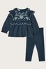 Monsoon Baby Blue Embroidered Blouse and Leggings Set
