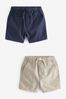 Navy Blue/Stone Cream Pull-On Shorts 2 Pack (3mths-7yrs)