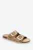 Animal Forever Comfort® Leather/Suede Double Strap Footbed Sandals