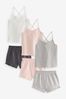 Black/White/Pink Cami Short Pyjamas 3 Pack (3-16yrs)