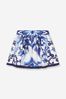 Girls Majolica Print Skirt in Blue